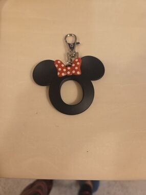 Kids Black Minnie-Style Keychain with Red Polka Dot Bow